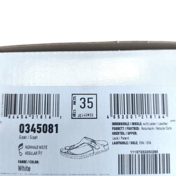 Birkenstock Gizeh Thong Sandals White Patent Sole Pink EU 35 Womens Size 4-4.5 - Picture 10 of 11